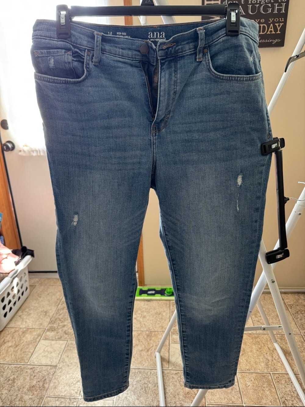 a.n.a Women’s High-Rise Skinny Ankle Blue Distressed Jeans